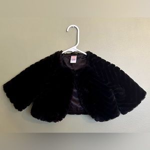 Gymboree Girls Cute Cozy Black Faux Fur Jacket Coat - size S (5-6)